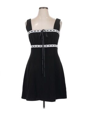 Avec Les Filles Black Lace-Trim Fit & Flare Mini Dress Square Neck NWT Size 8